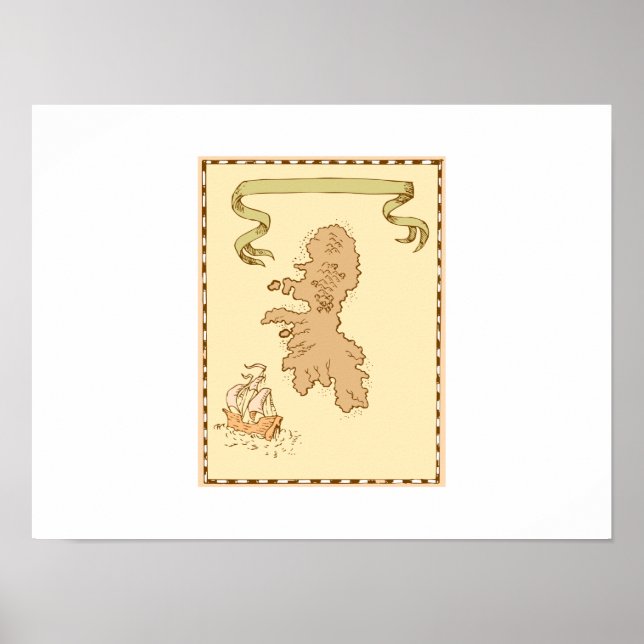 Poster Carte Treasure Island Tall Ship (Devant)