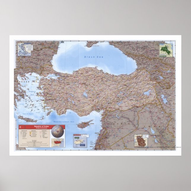 Poster Carte Turquie et Moyen-Orient 2002 (Devant)