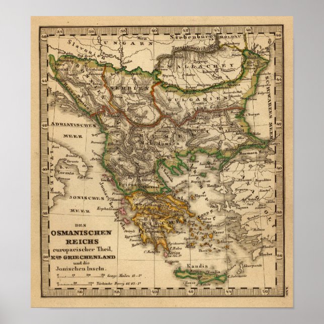 Poster Carte Turquie-Grèce (Devant)