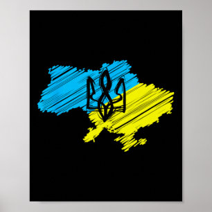 Poster Carte ukrainienne géniale - Drapeau ukrainien