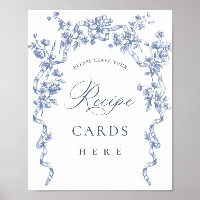 Poster Carte Victorian Ornate Grace Dusty Blue Recette (Devant)