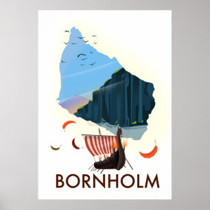 Poster Carte Viking de l'île de Bornholm