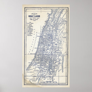 Poster Carte vintage Christian Holy Land Jérusalem