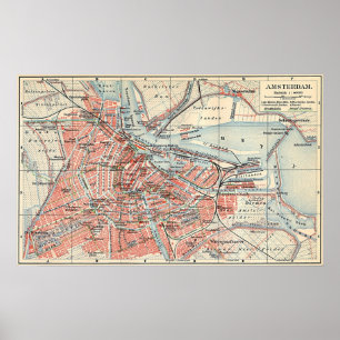 Poster Carte vintage d'Amsterdam (1905) (2)