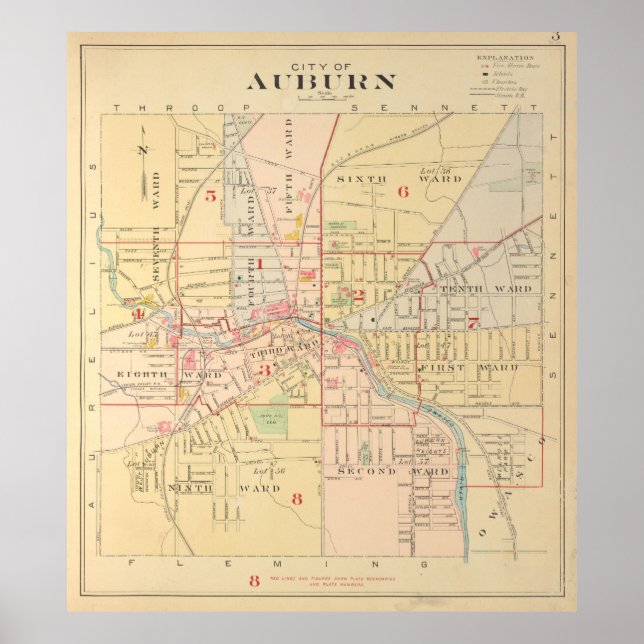 Poster Carte vintage d'Auburn NY (1904) (Devant)