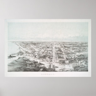 Poster Carte vintage de Buffalo NY (1853)