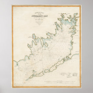 Poster Carte vintage de Buzzards Bay MA (1876)
