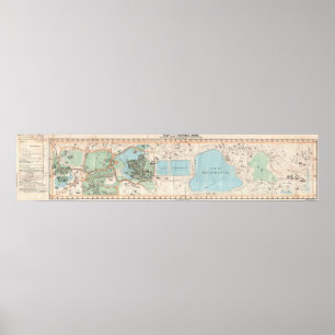 Poster Carte vintage de Central Park (1860)