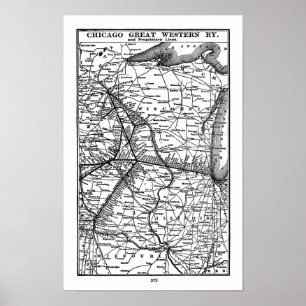 Poster Carte vintage de chemin de fer de Chicago Great