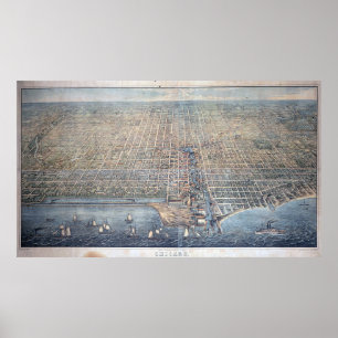 Poster Carte vintage de Chicago (1857)