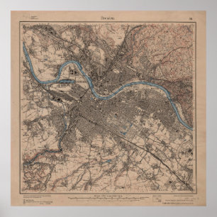 Poster Carte vintage de Dresde Allemagne (1910)