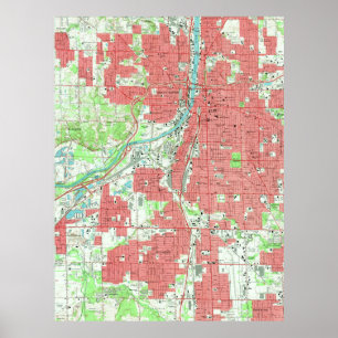 Poster Carte vintage de Grand Rapids Michigan (1967)