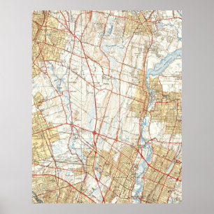 Poster Carte vintage de Hackensack NJ (1940)