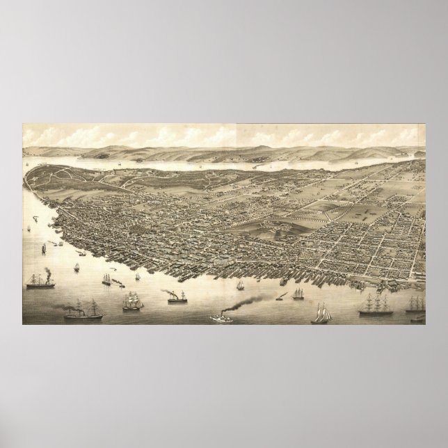 Poster Carte vintage de Halifax (1879) (Devant)