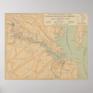 Poster Carte vintage de James River (1899)