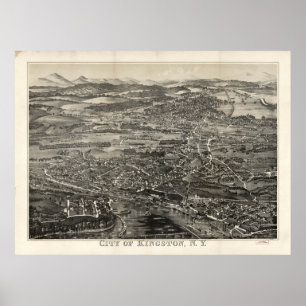 Poster Carte vintage de Kingston NY (1875)
