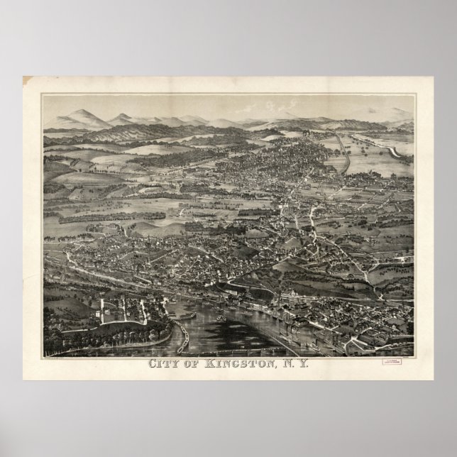 Poster Carte vintage de Kingston NY (1875) (Devant)