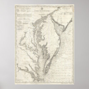 Poster Carte vintage de la baie de Chesapeake (1893)