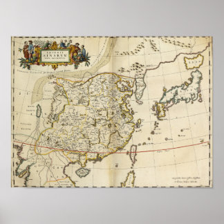 Poster Carte vintage de la Chine | 1662