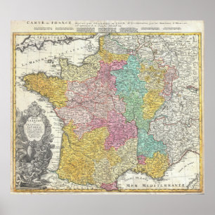 Poster Carte vintage de la France (1741)