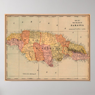 Poster Carte vintage de la Jamaïque
