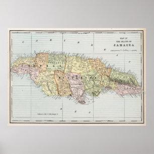 Poster Carte vintage de la Jamaïque (1901)