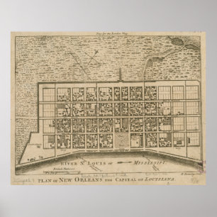 Poster Carte vintage de la LA de la Nouvelle-Orléans