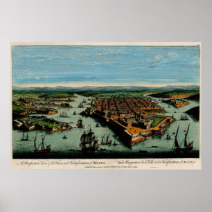 Poster Carte vintage de La Valette Malte (1794)
