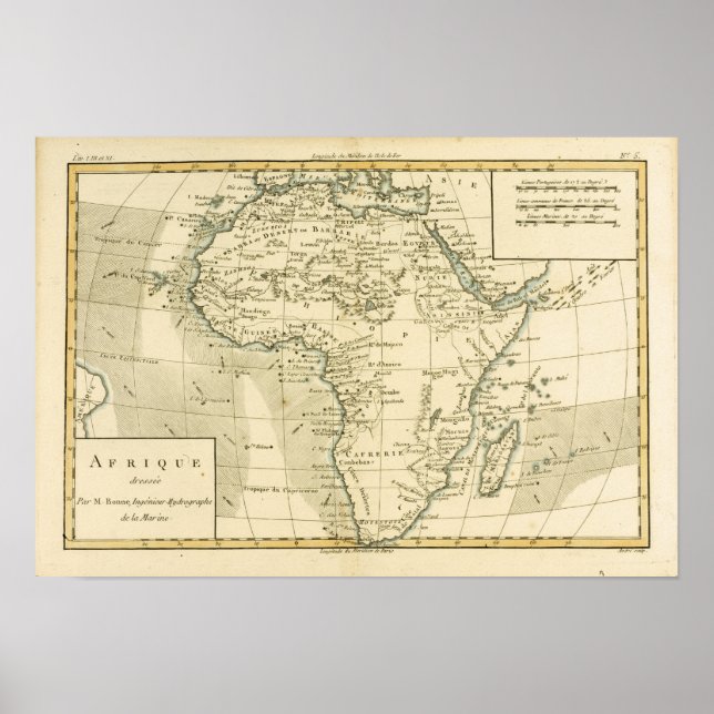 Poster Carte vintage de l'Afrique (Devant)