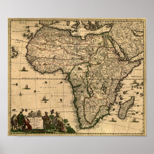 Poster Carte vintage de l'Afrique 1688 (Devant)