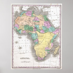 Poster Carte vintage de l'Afrique (1827)