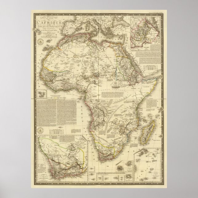 Poster Carte vintage de l'Afrique (1828) (Devant)