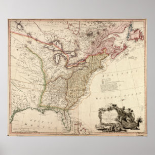 Poster Carte vintage de l'Amérique du Nord