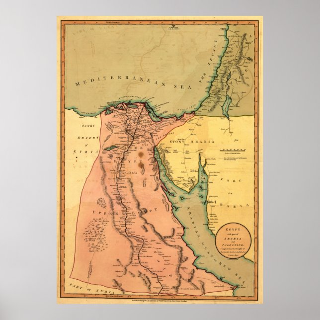 Poster Carte vintage de l'Egypte (1800) (Devant)