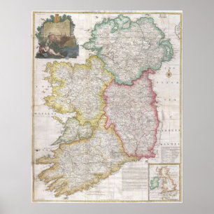 Poster Carte vintage de l'Irlande