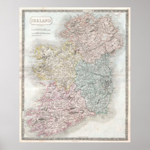 Poster Carte vintage de l'Irlande