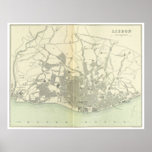 Poster Carte vintage de Lisbonne Portugal (1895)