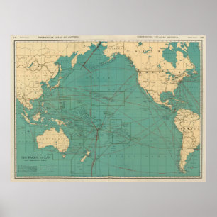 Poster Carte vintage de l'océan Pacifique (1924)