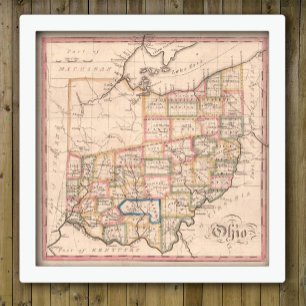 Poster Carte vintage de l'Ohio