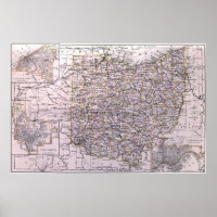 Carte vintage de l'Ohio (1884)