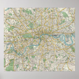 Poster Carte vintage de Londres Angleterre (1900)