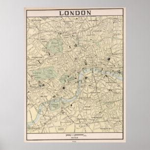 Poster Carte vintage de Londres Angleterre (1901)