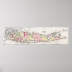 Poster Carte vintage de Long Island New York (1873)
