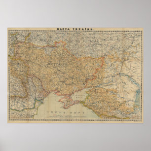 Poster Carte vintage de l'Ukraine (1918)