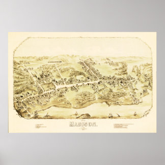 Poster Carte vintage de Madison, Connecticut de 1881