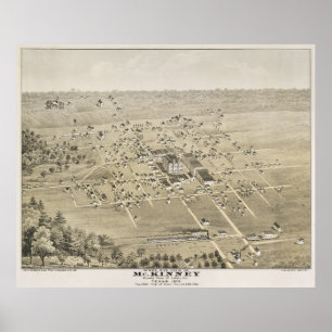 Poster Carte vintage de McKinney Texas (1876)