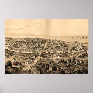 Poster Carte vintage de Milwaukee (1854)