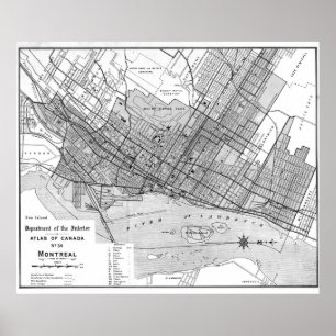 Poster Carte Vintage de Montréal (1906) BW