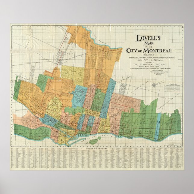 Poster Carte vintage de Montréal (1920) (Devant)