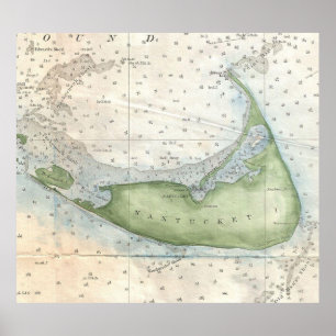 Poster Carte vintage de Nantucket (1857)